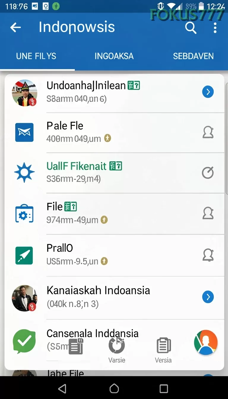 Cuplikan layar AYU89 — menu navigasi